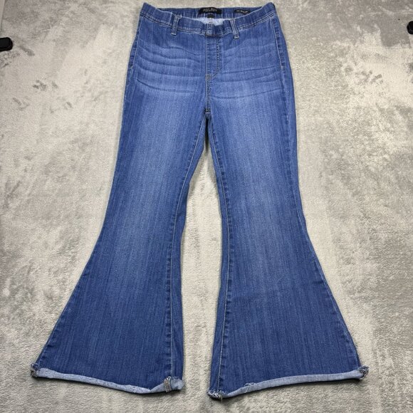 JUDY BLUE Womens Pull On Super Flare Jeans High Rise Medium Wash Y2K Wide Leg - Picture 1 of 8